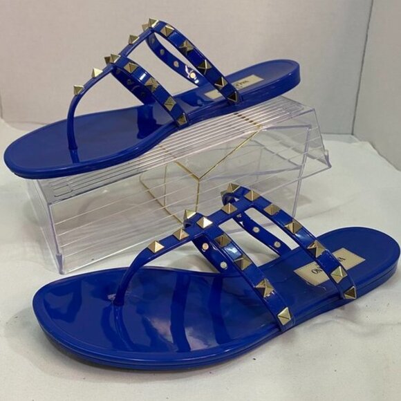Valentino Garavani Rockstud Jelly Sandals Blue Electric PVC Slides 38 - Picture 13 of 13